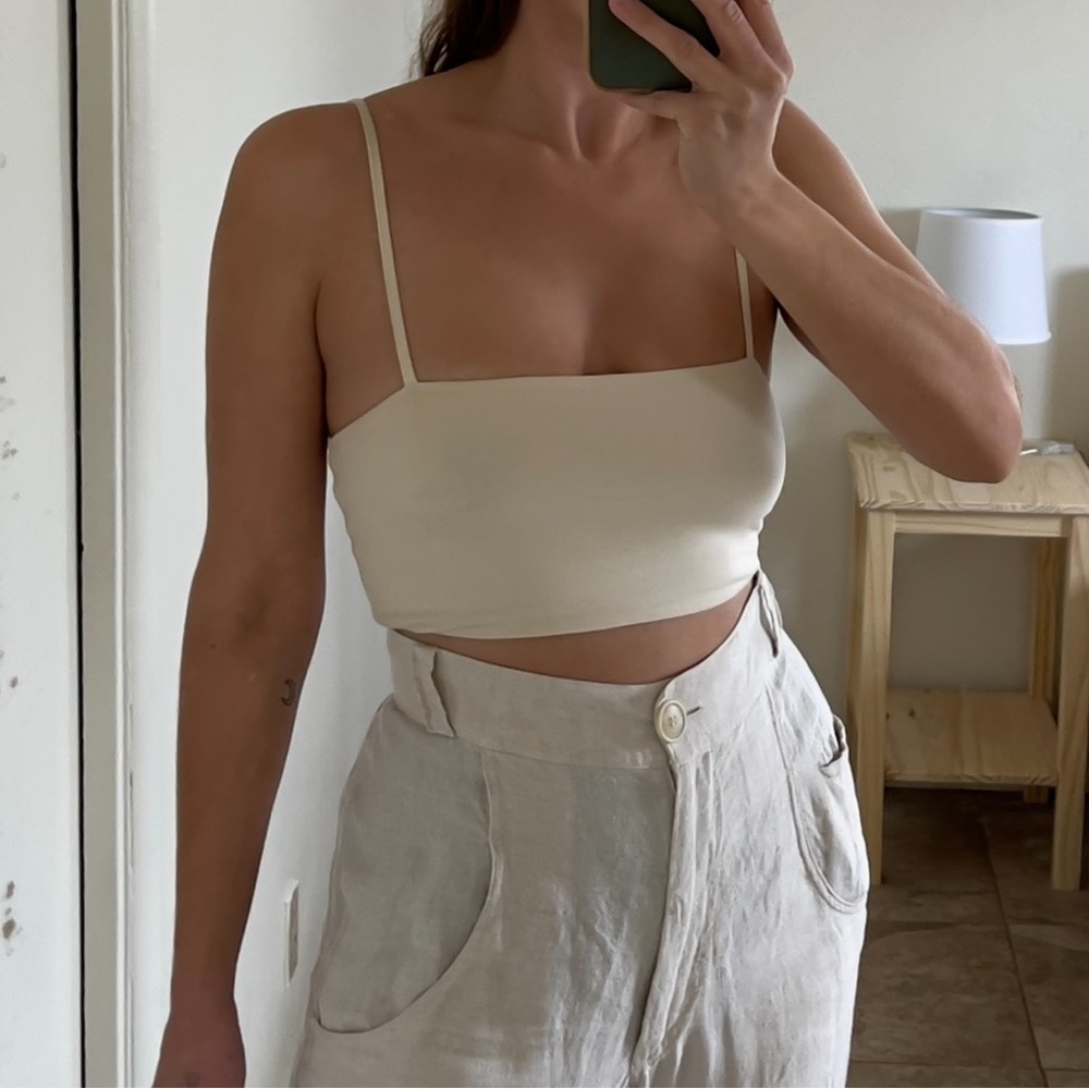 Minimal Square-Neck Crop Top in Cream
